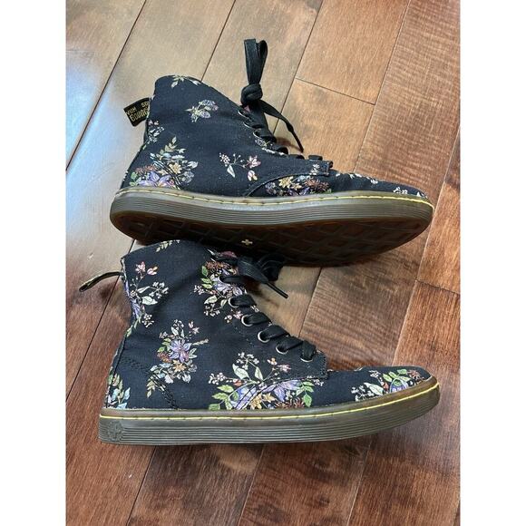 New Dr Martens Hackney Boots Women’s Sz 6 Floral Black Canvas High Top AW004 - Picture 6 of 7